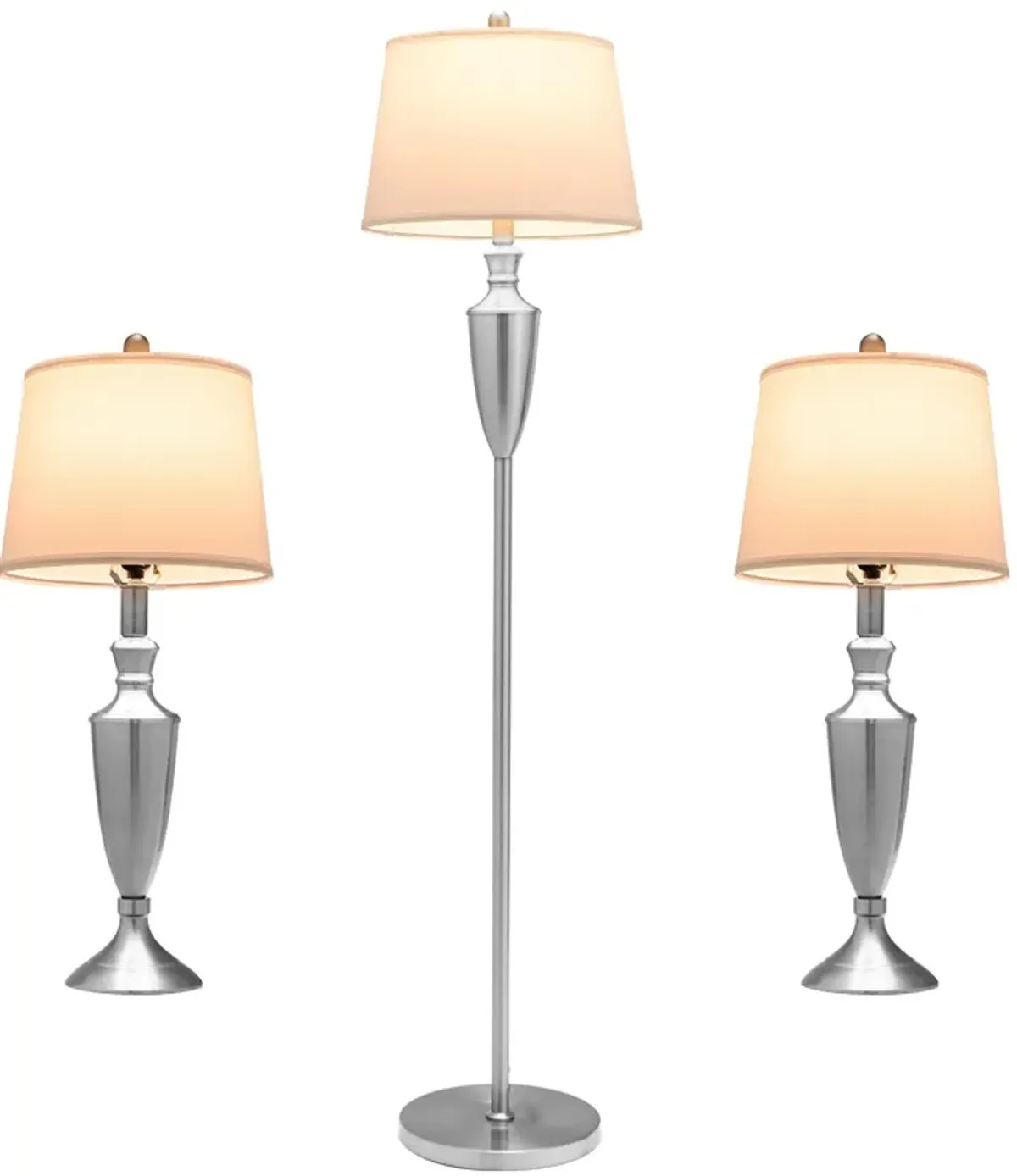 3 Piece Lamp with Set Modern Floor Lamp and 2 Table Lamps