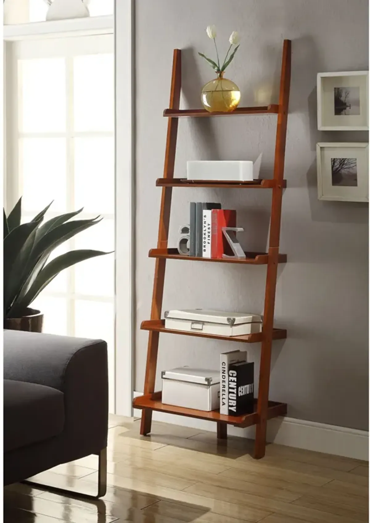 Convenience Concepts American Heritage Bookshelf Ladder, Cherry