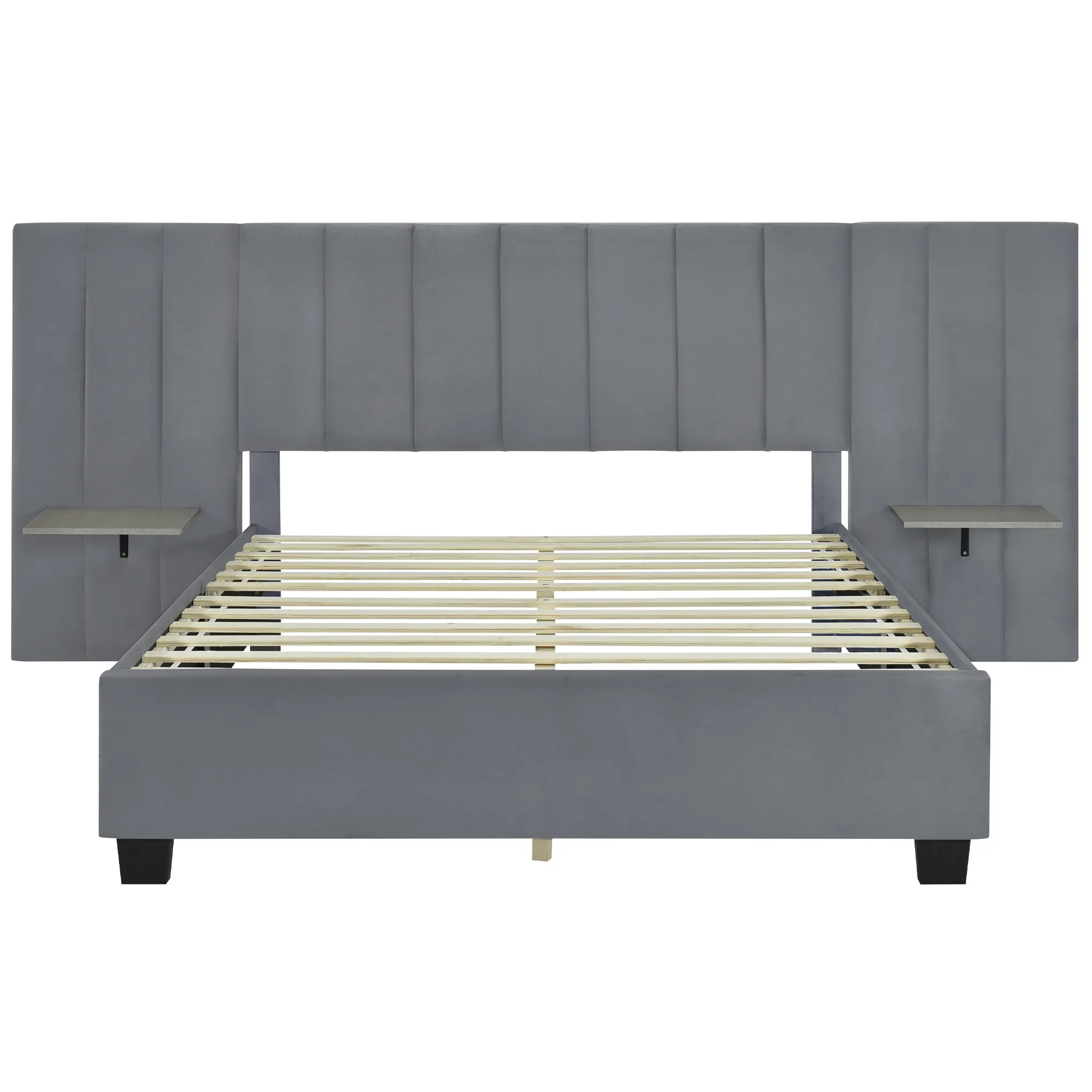 Merax Upholstered Platform Bed with Big Headboard