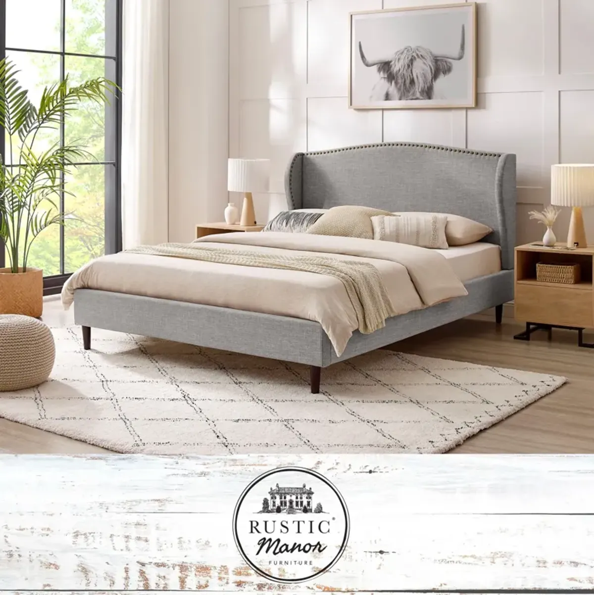 Rustic Manor Ciana Linen Platform Bed