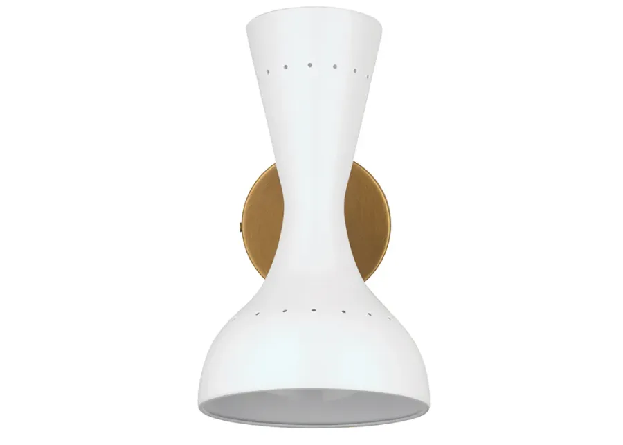 Pisa Wall Sconce, White Lacquer and Antique Brass Metal