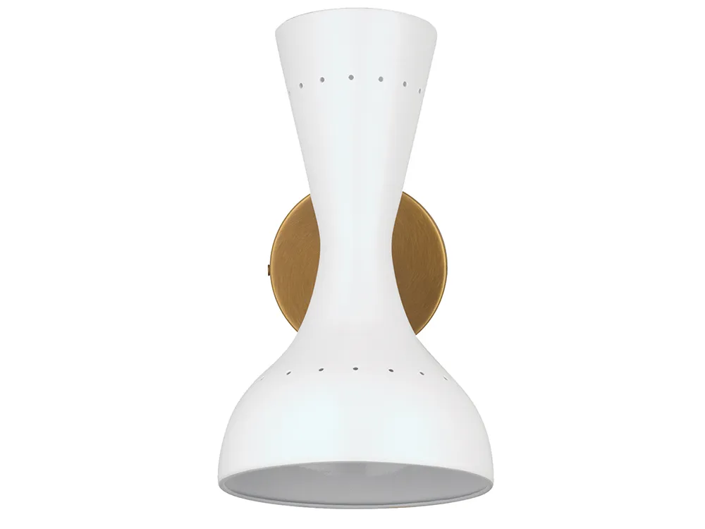 Pisa Wall Sconce, White Lacquer and Antique Brass Metal