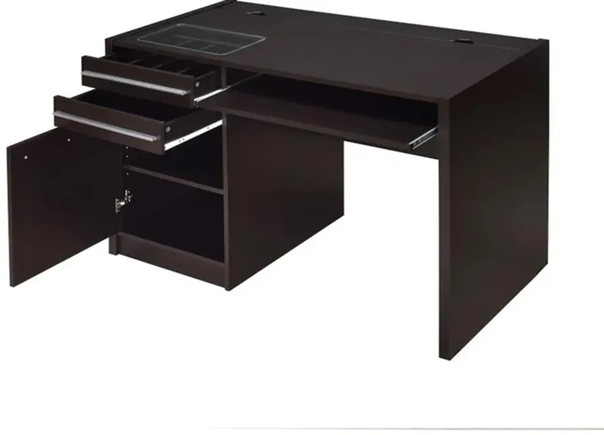 Contemporary Wooden Connect IT Computer Desk, Brown - Benzara