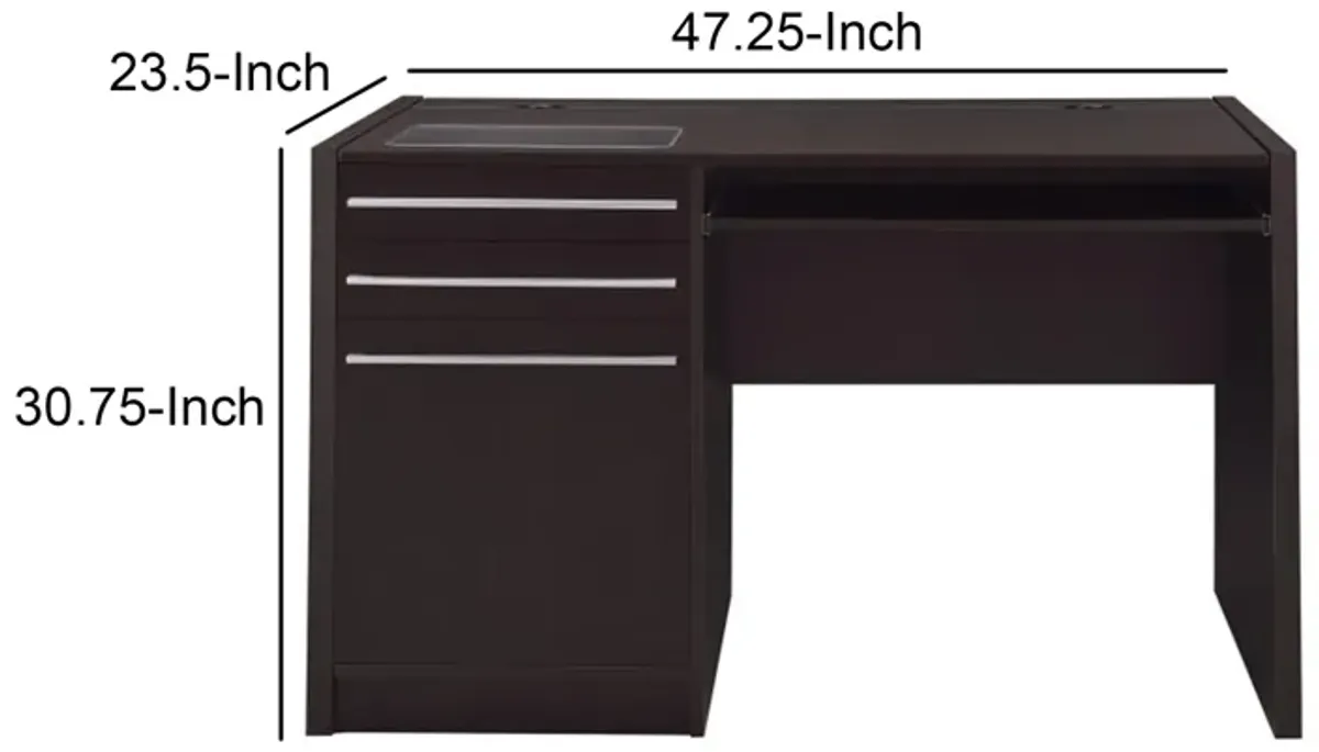 Contemporary Wooden Connect IT Computer Desk, Brown - Benzara