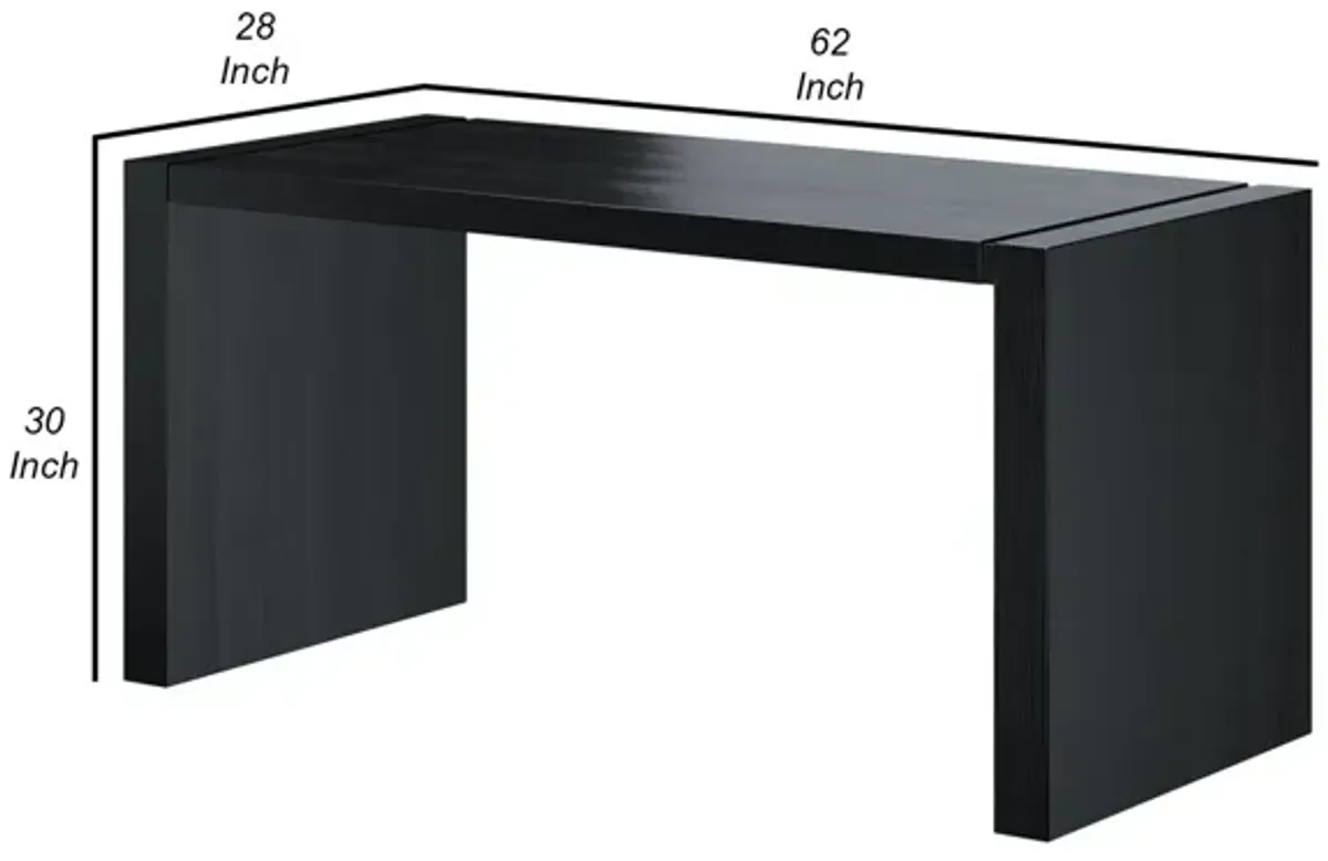 Lulu 28 Inch Minimalist Computer Desk Console with Panel Legs, Wenge-Benzara