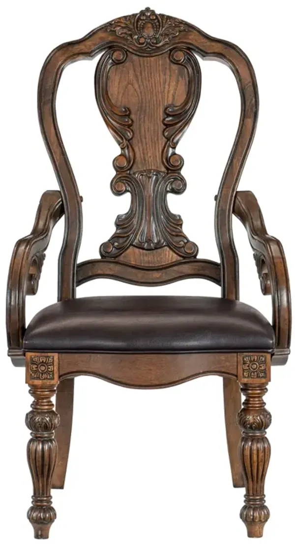 Streamdale 2 Piece Dark Oak Armchairs with Faux Leather Seats