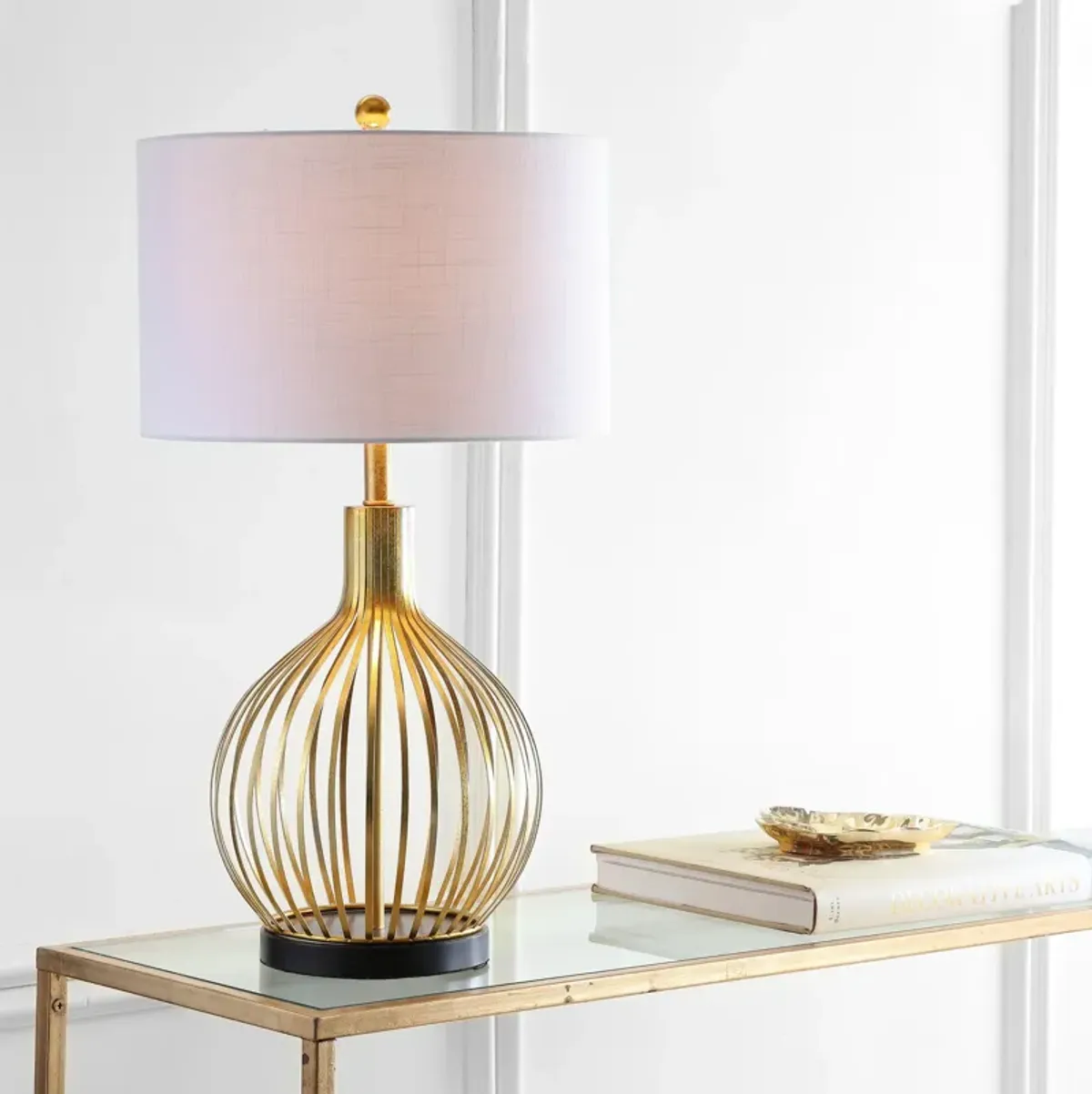 Baird 29.5" LED Metal Table Lamp, Gold leaf