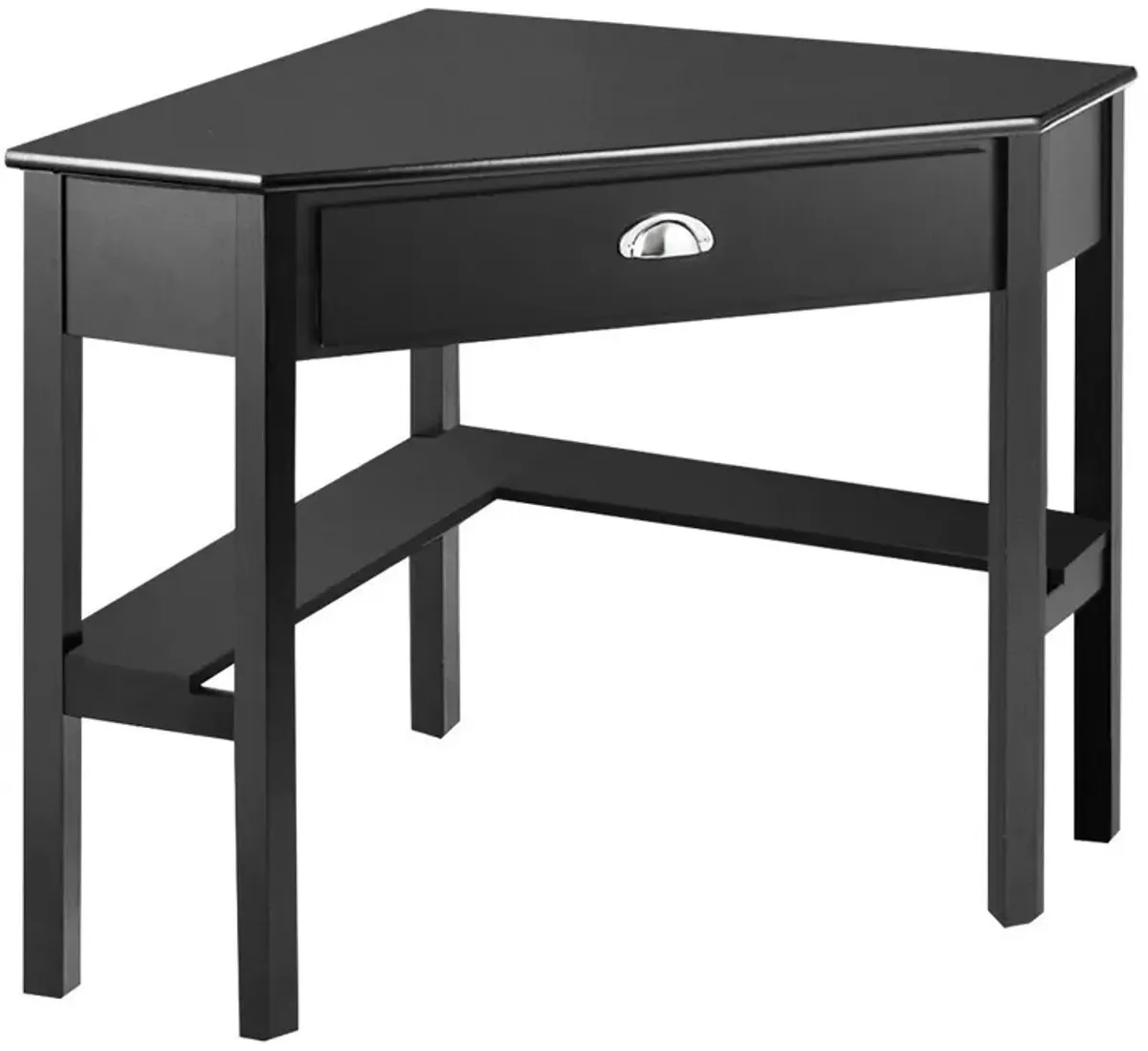 Costway Triangle Computer Desk Corner Office Desk Laptop Table w/ Drawer Shelves Rustic Black