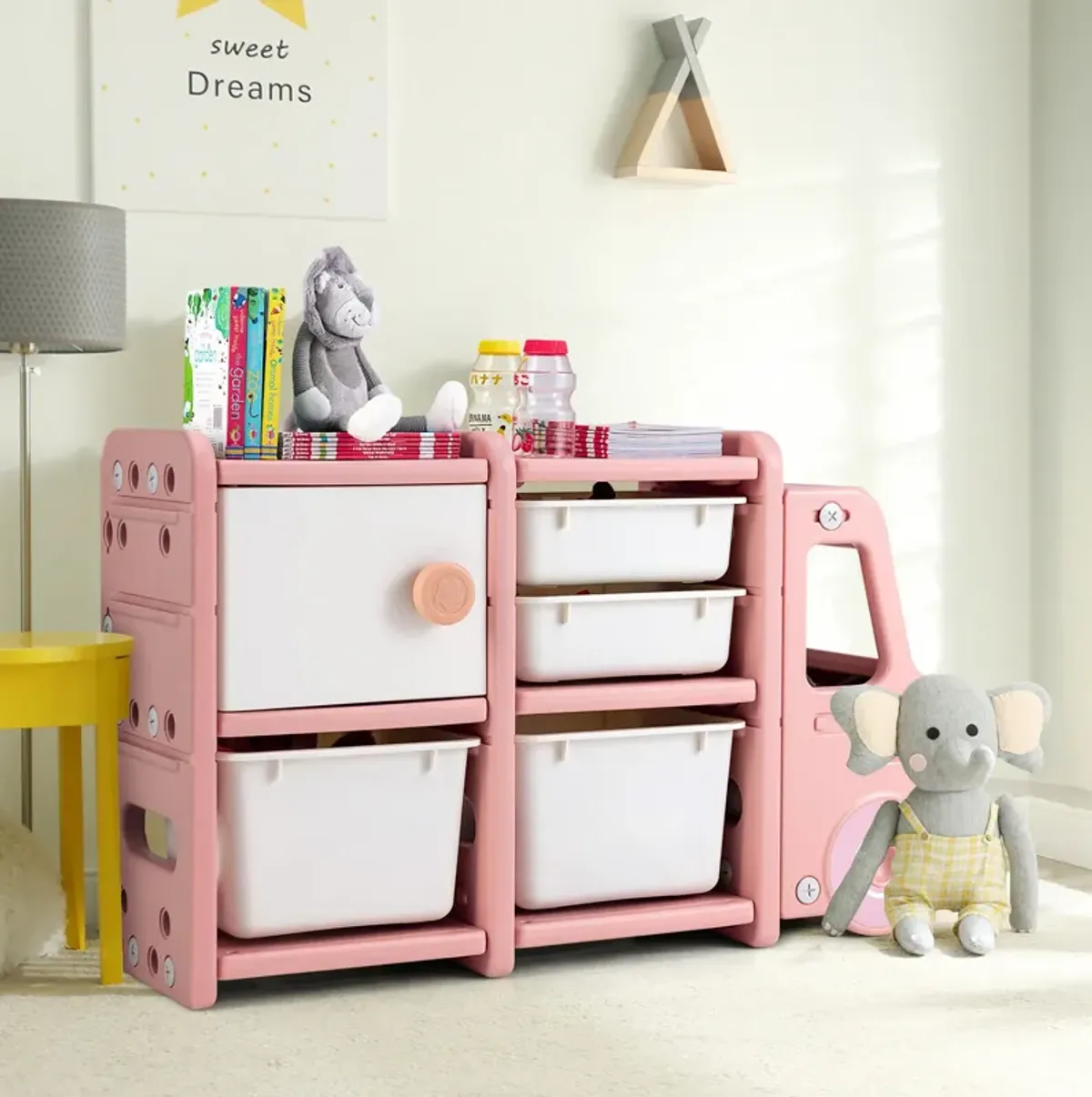 Toddler Truck Storage Organizer with Plastic Bins