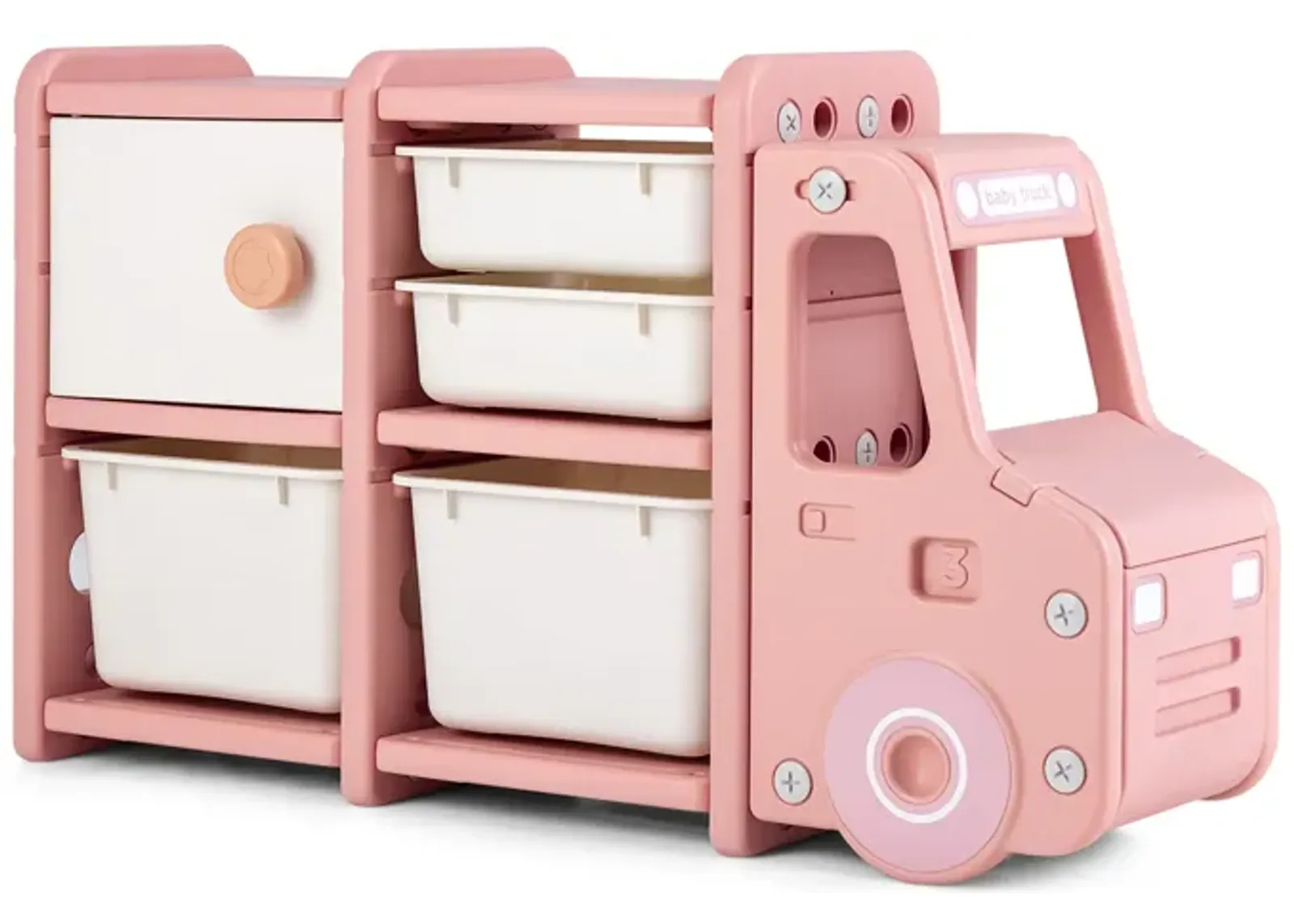 Toddler Truck Storage Organizer with Plastic Bins