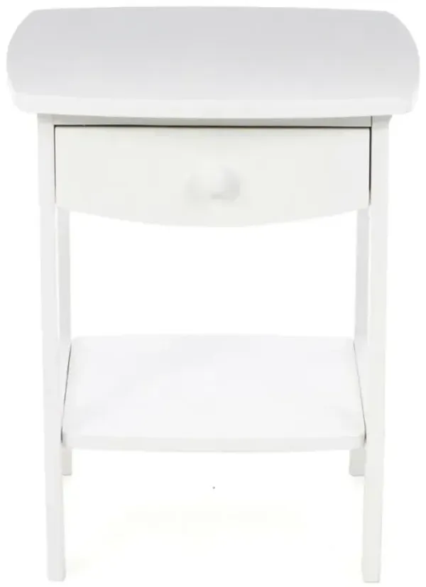 White Wood Contemporary 1-Drawer Bedside Table Nightstand