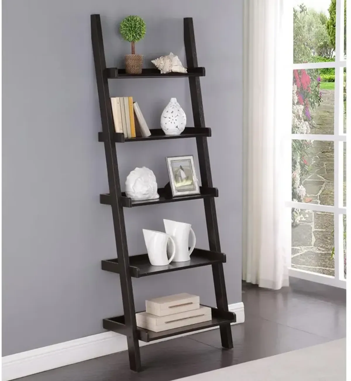 Colella 5-shelf Ladder Bookcase Cappuccino