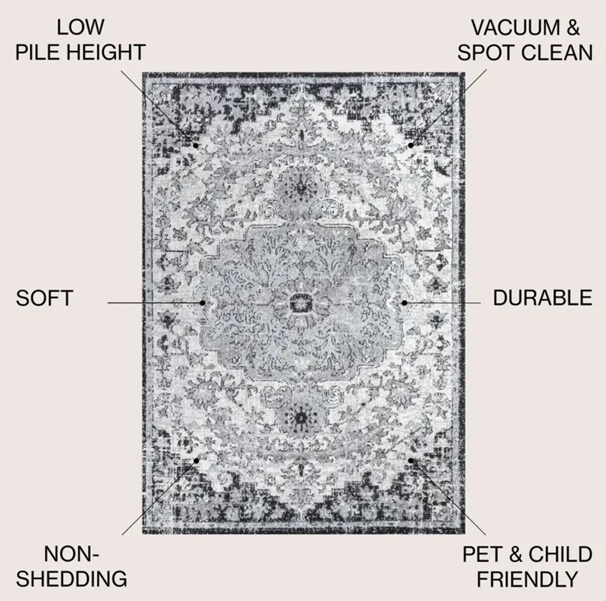 Anaise Ornate Boho Medallion Area Rug