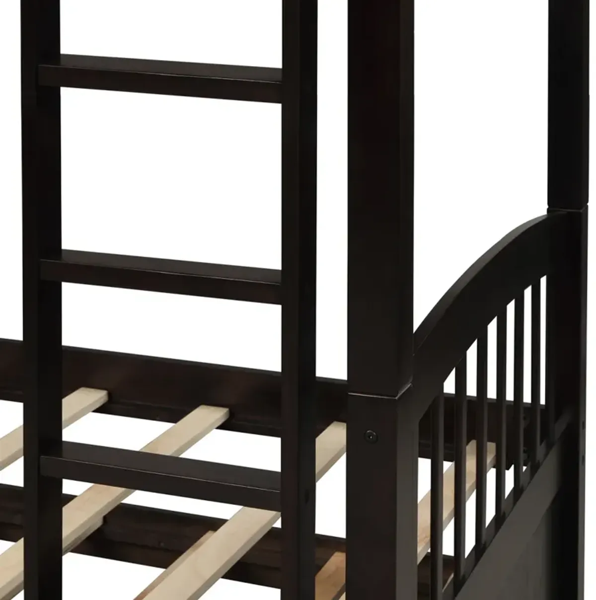 Twin Bunk Bed With Ladder, Safety Rail, Twin Trundle Bed With 3 Drawers For Teens Bedroom