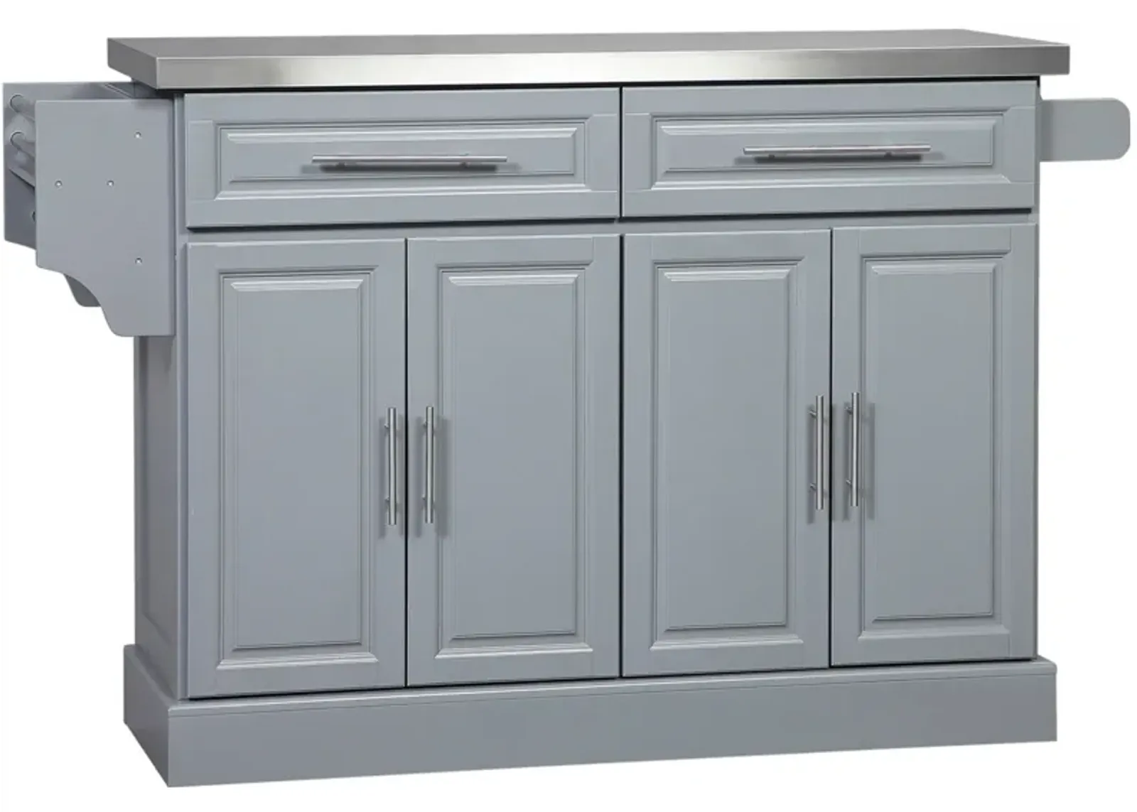 Gray Mobile Kitchen Aid: Stainless Top Cart with Drawers & Cabinets