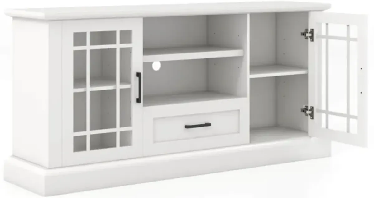 Hivvago TV Stand for TVs up to 70  with Glass Doors Cubbies and Drawer