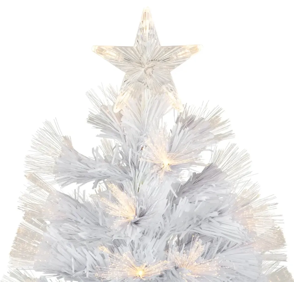 3' Pre-Lit White Fiber Optic Artificial Christmas Tree  Warm White Lights