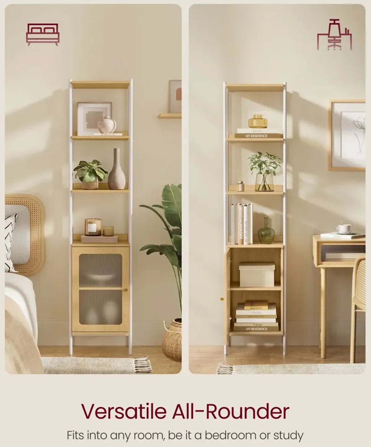 Bookcase with Plastic Doors for Modern Storage and Easy Access