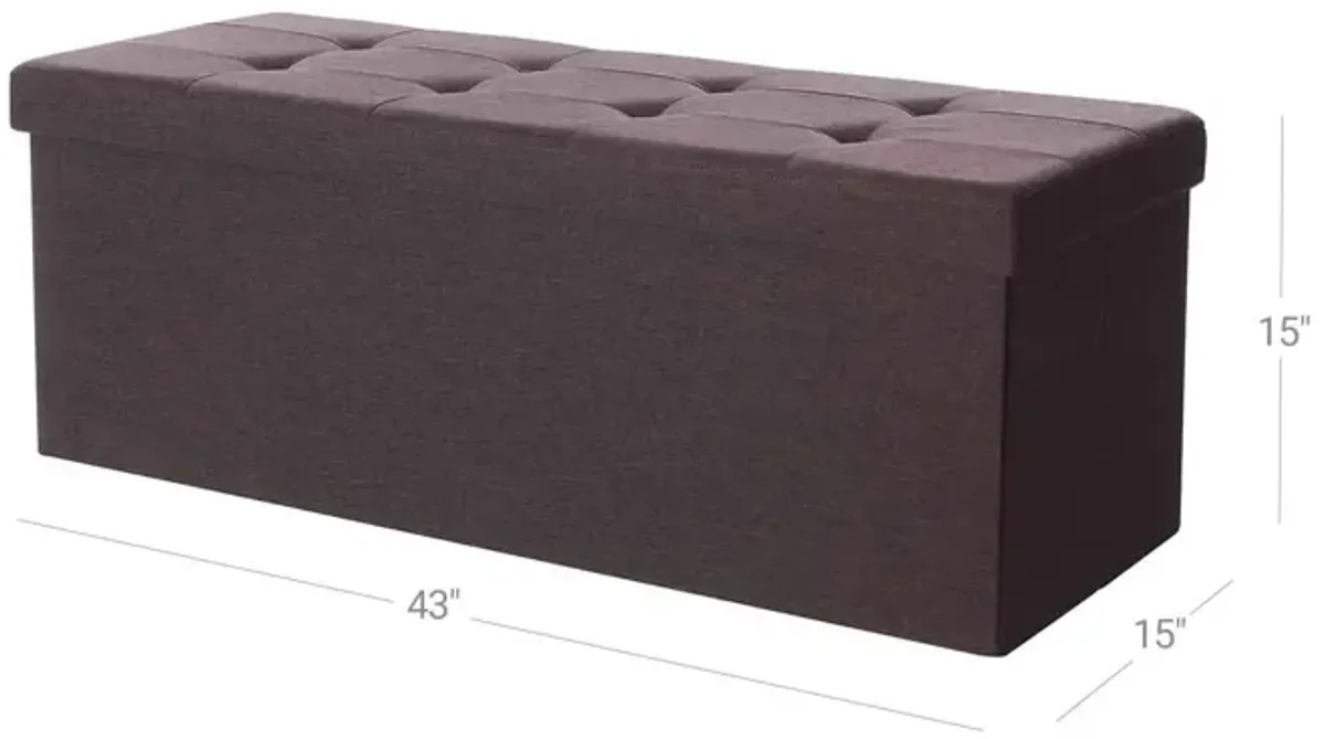 43-Inch Folding Storage Ottoman Bench with Wooden Divider - Storage Chest and Foot Rest Stool