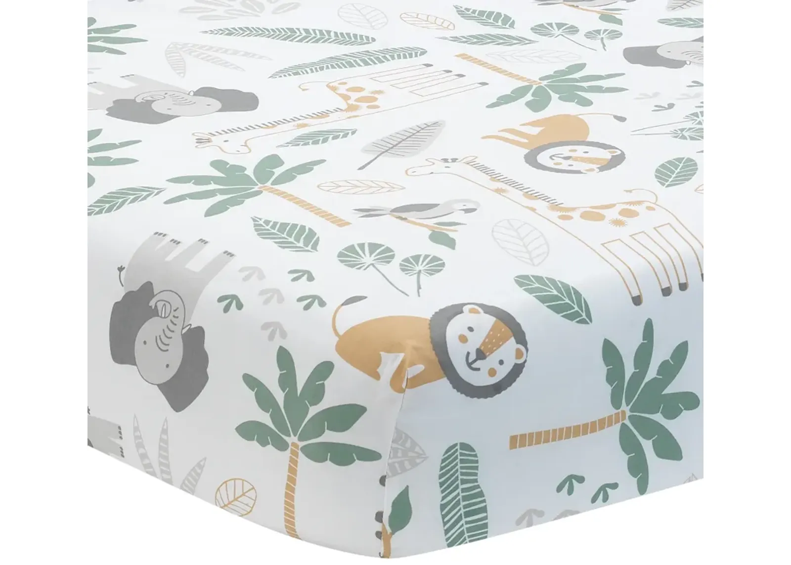 Lambs & Ivy Jungle Friends 100% Cotton Safari Animals Baby Fitted Crib Sheet