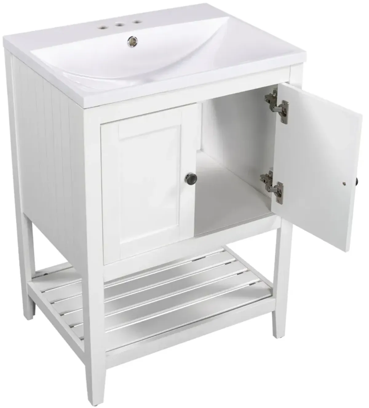 Gewnee  24" White Modern Sleek Bathroom Vanity