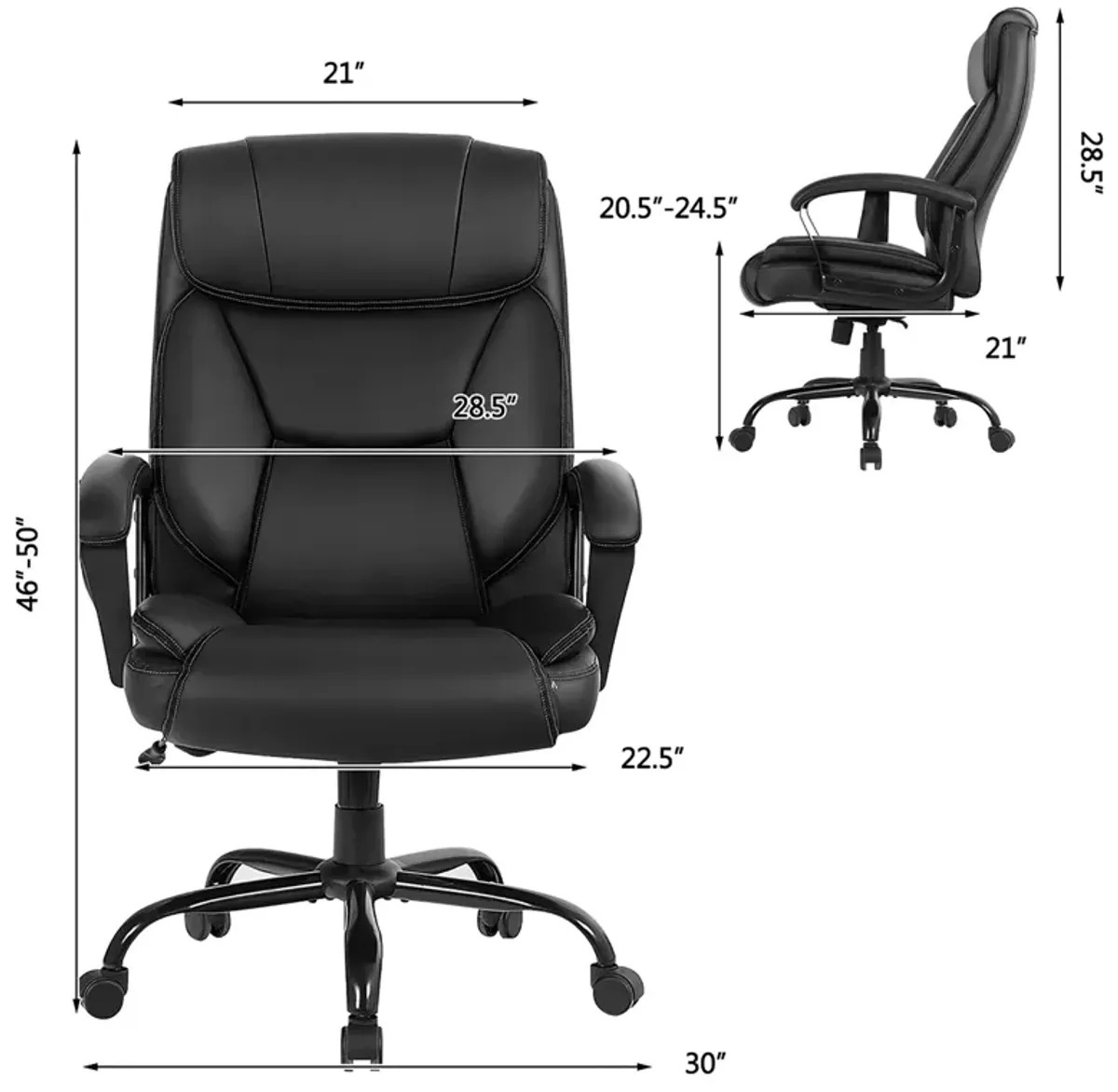 Costway Big & Tall 500lb Massage Office Chair E xecutive PU Leather Computer Desk Chair