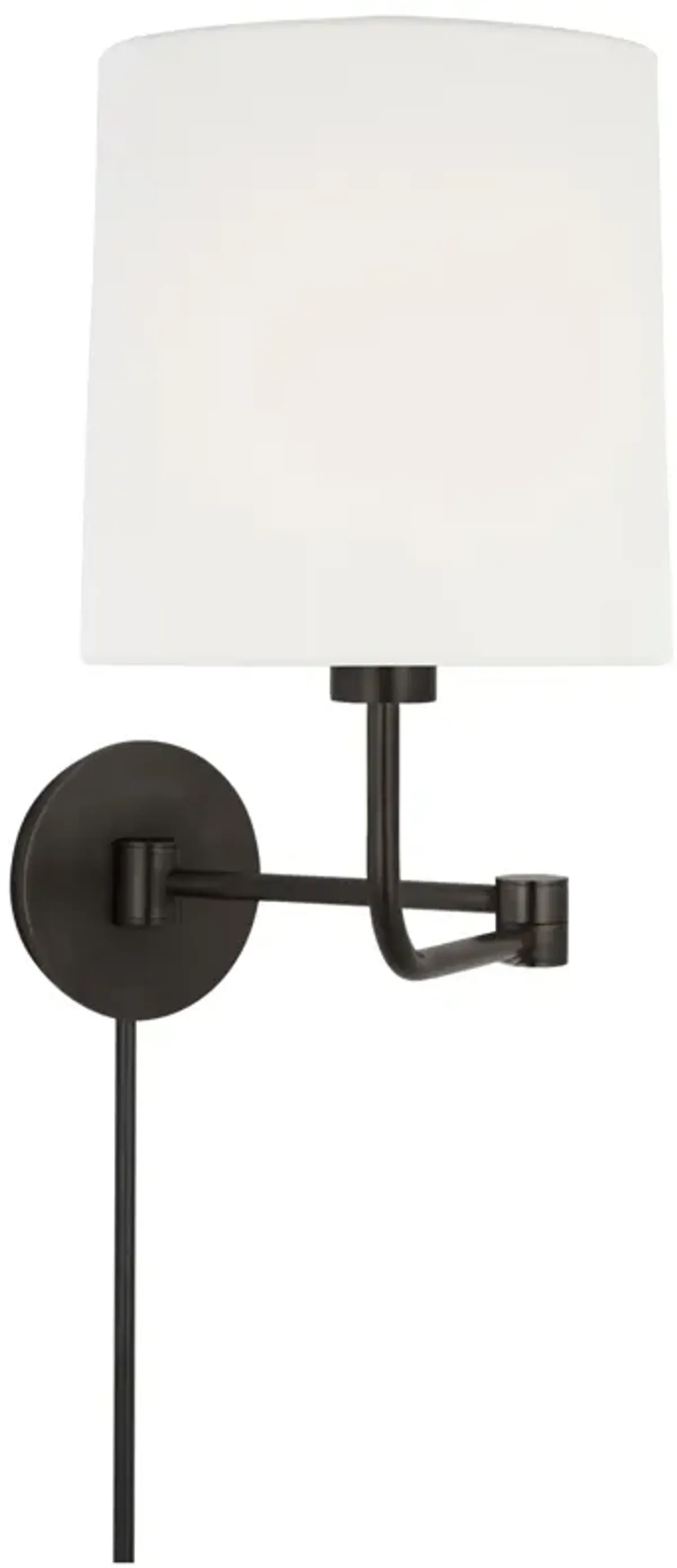 Go Lightly Swing Arm WallLight in Bronze - Linen Shade