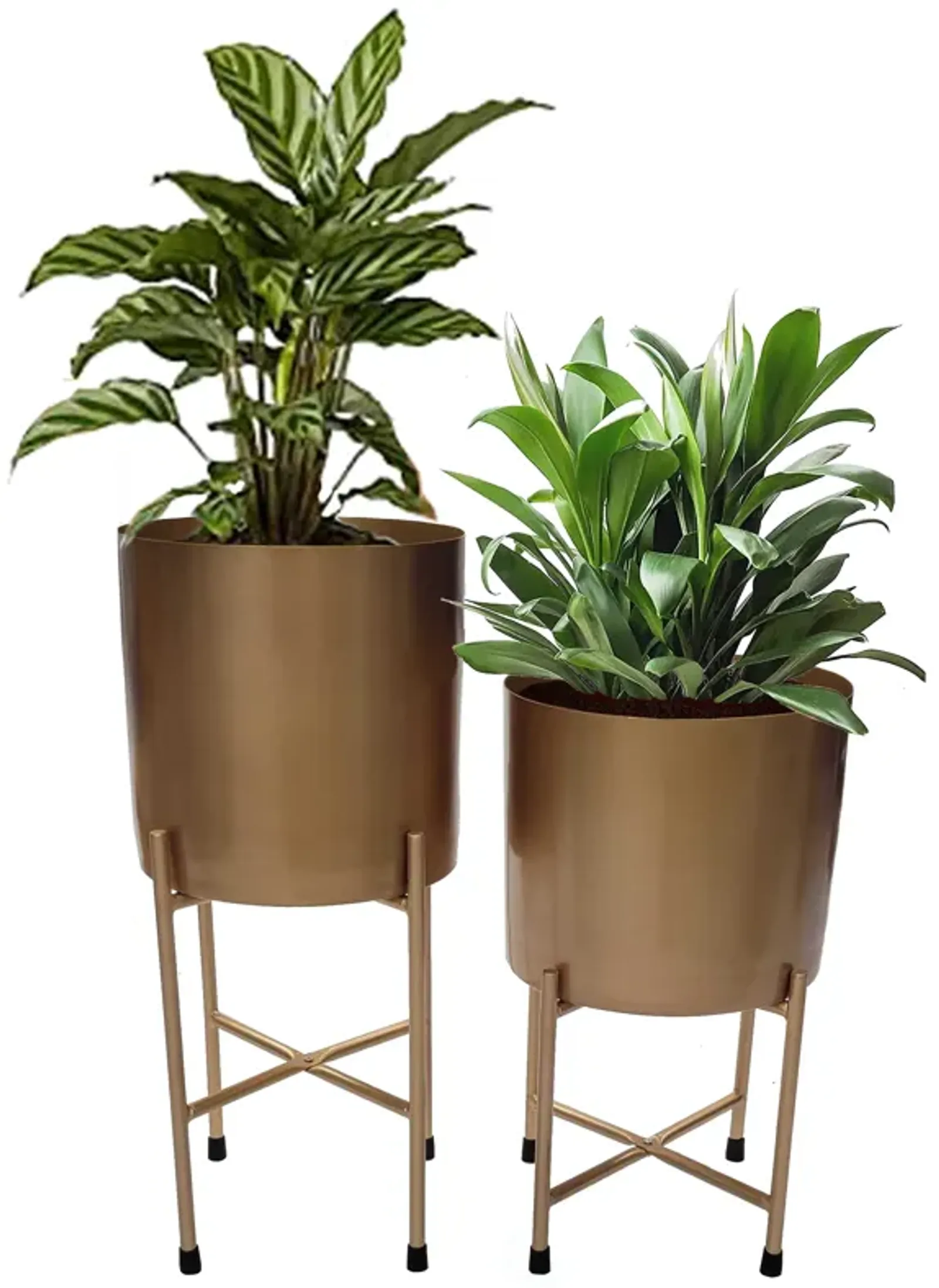 "Beautiful Set of 2 Decorative Contemporary Pink Metal Flower Planter Holders with Stand, 29"" and 26"" Tall, Perfect for Adding a Touch of Sophistication and Elegance to your Home"