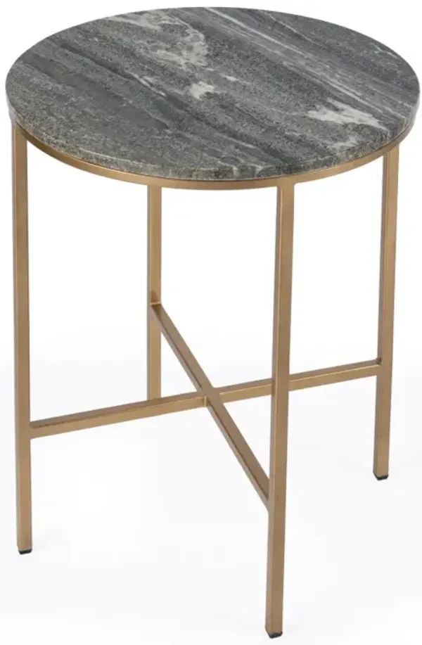 Contemporary Round Accent Table with Marble Surface for Home Decor