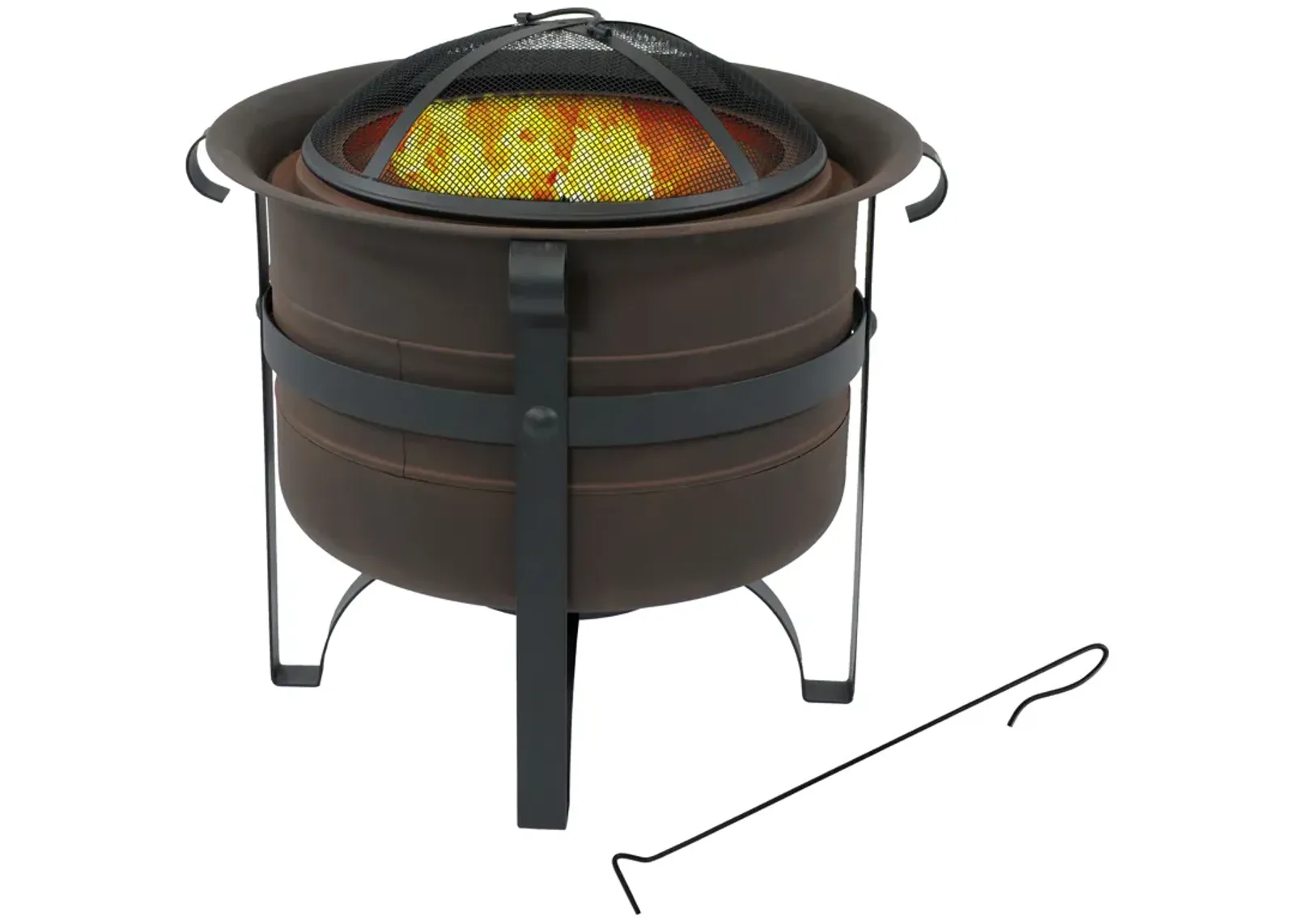 Sunnydaze Steel Cauldron-Style Smokeless Fire Pit with Spark Screen