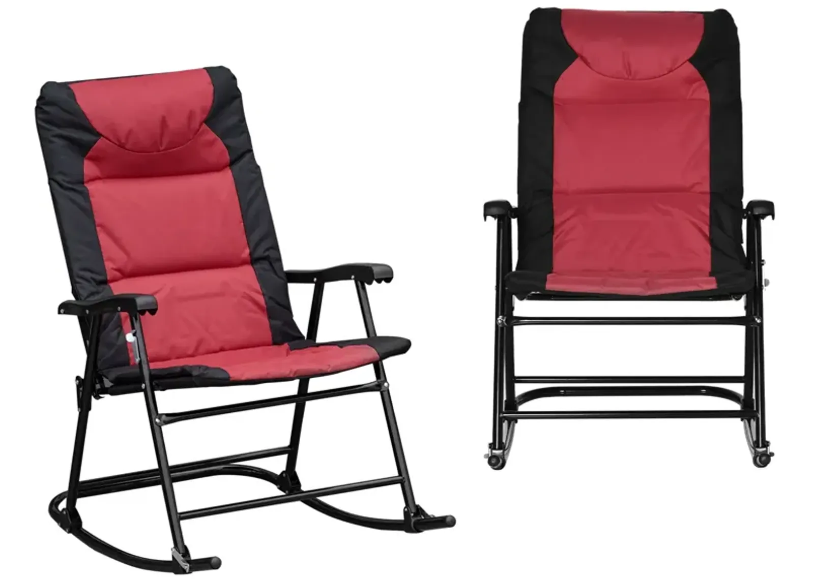 Red/Black Porch Duo: 2-Piece Padded Rocking Chair Set