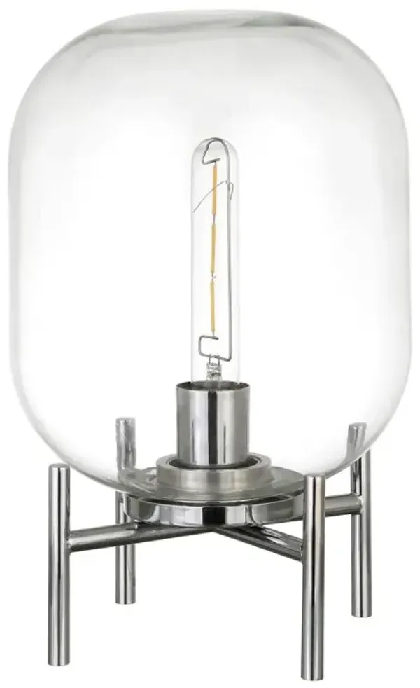 Hivvago 15" Nickel Metal Table Lamp With Clear Cylinder Shade