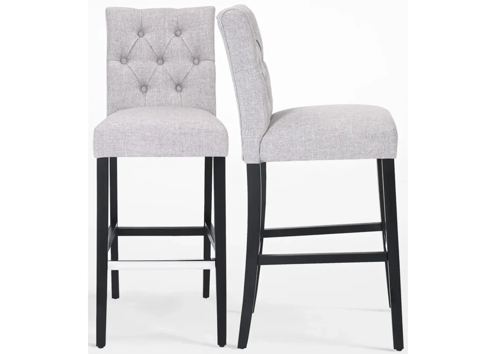 WestinTrends 29" Linen Fabric Tufted Upholstered Bar Stool (Set of 2), Black