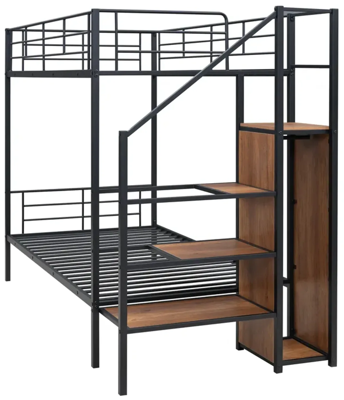 Merax Metal Bunk Bed with Lateral Storage Ladder