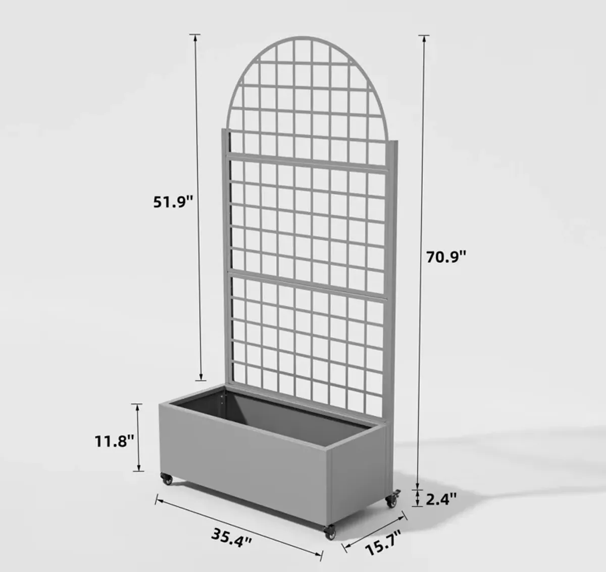 71*35.5 Archerd Metal Planter Box with Trellis