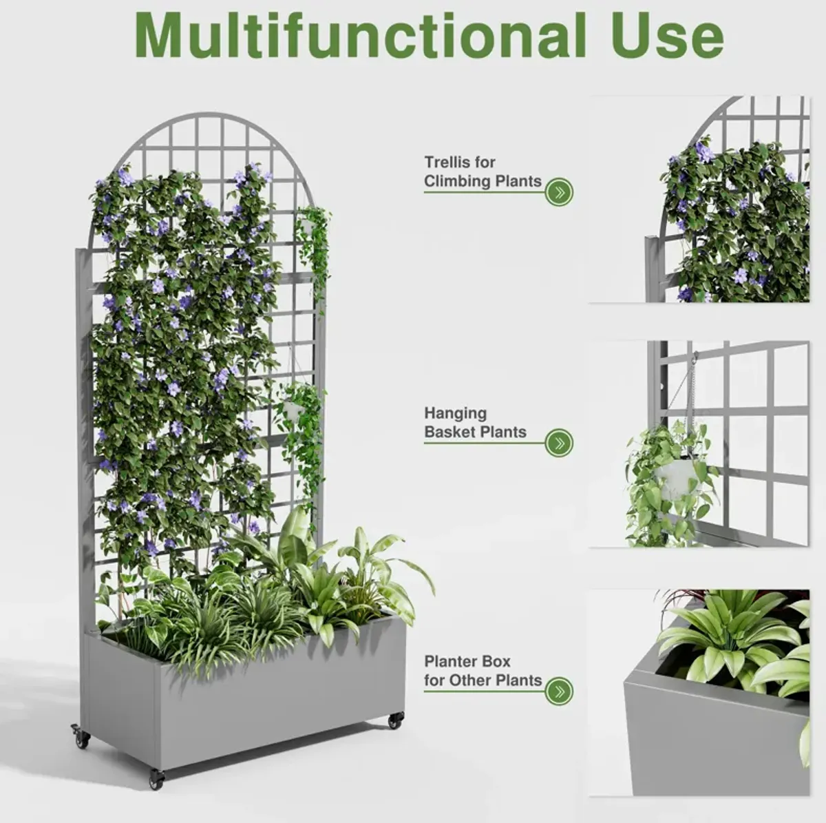 71*35.5 Archerd Metal Planter Box with Trellis