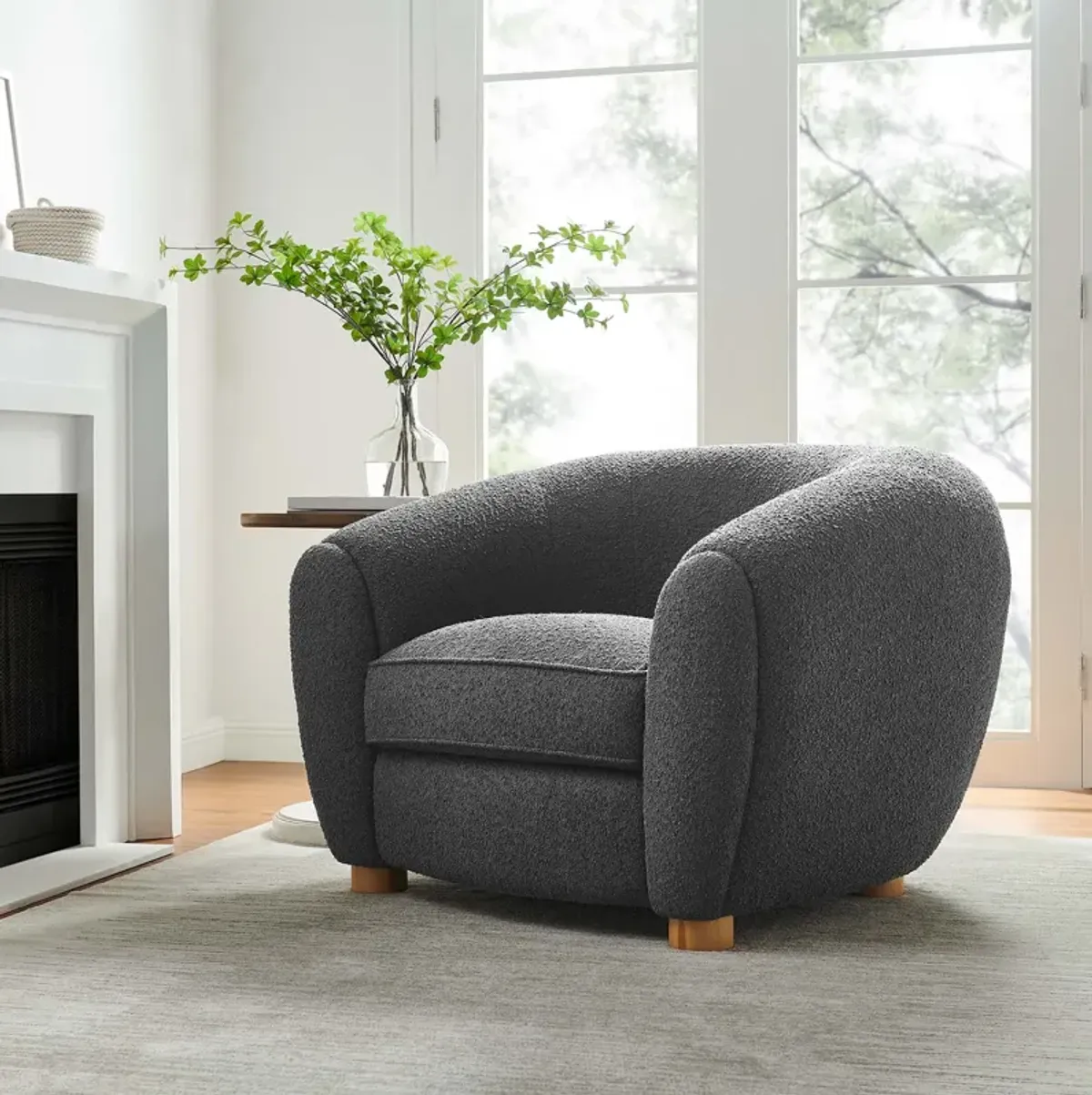 Abundant Boucle Upholstered Fabric Armchair