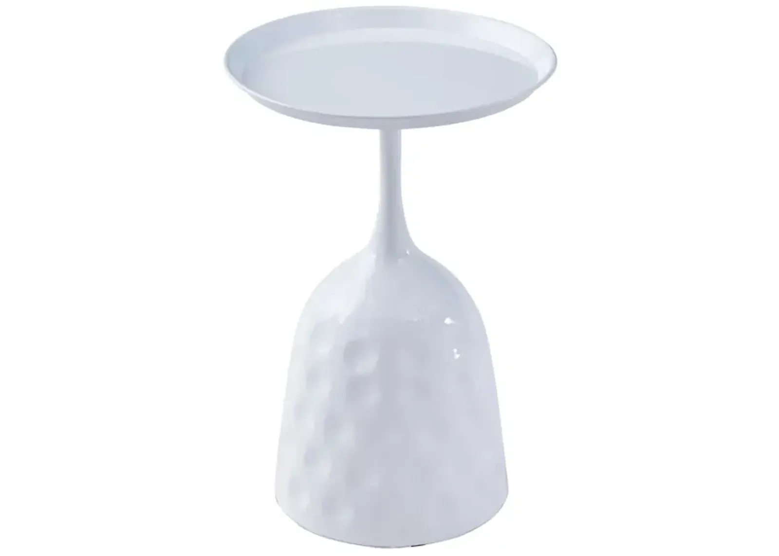 White Wine Cup Metal Side Table, Small Sofa Table, Round White Nightstand