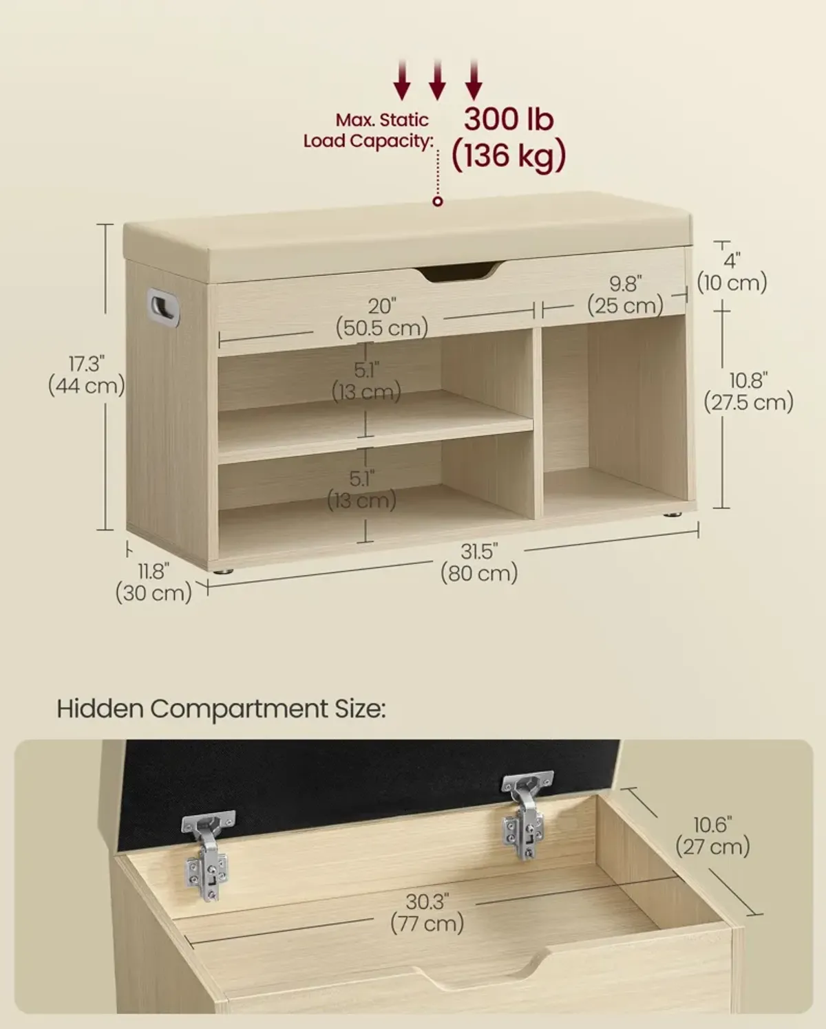 Storage Bench with Cushion for Versatile Seating and Hidden Storage