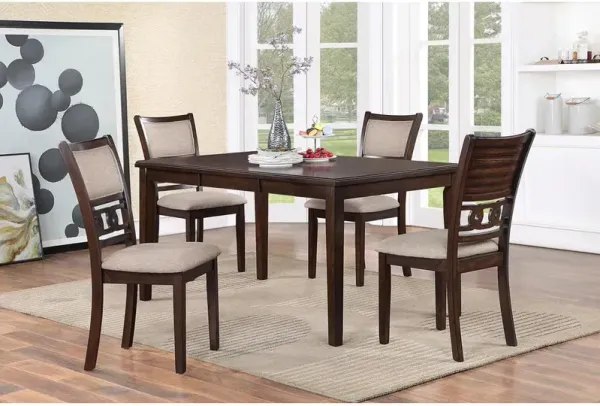 New Classic Furniture Gia 5-Piece 60 Wood Rectangular Dining Set with 4 Chairs in Cherry