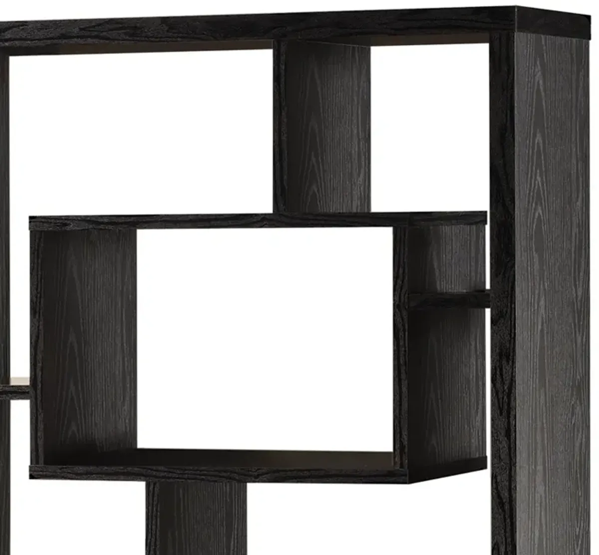 Asymmetrical Cube Black Book Case with Shelves - Benzara