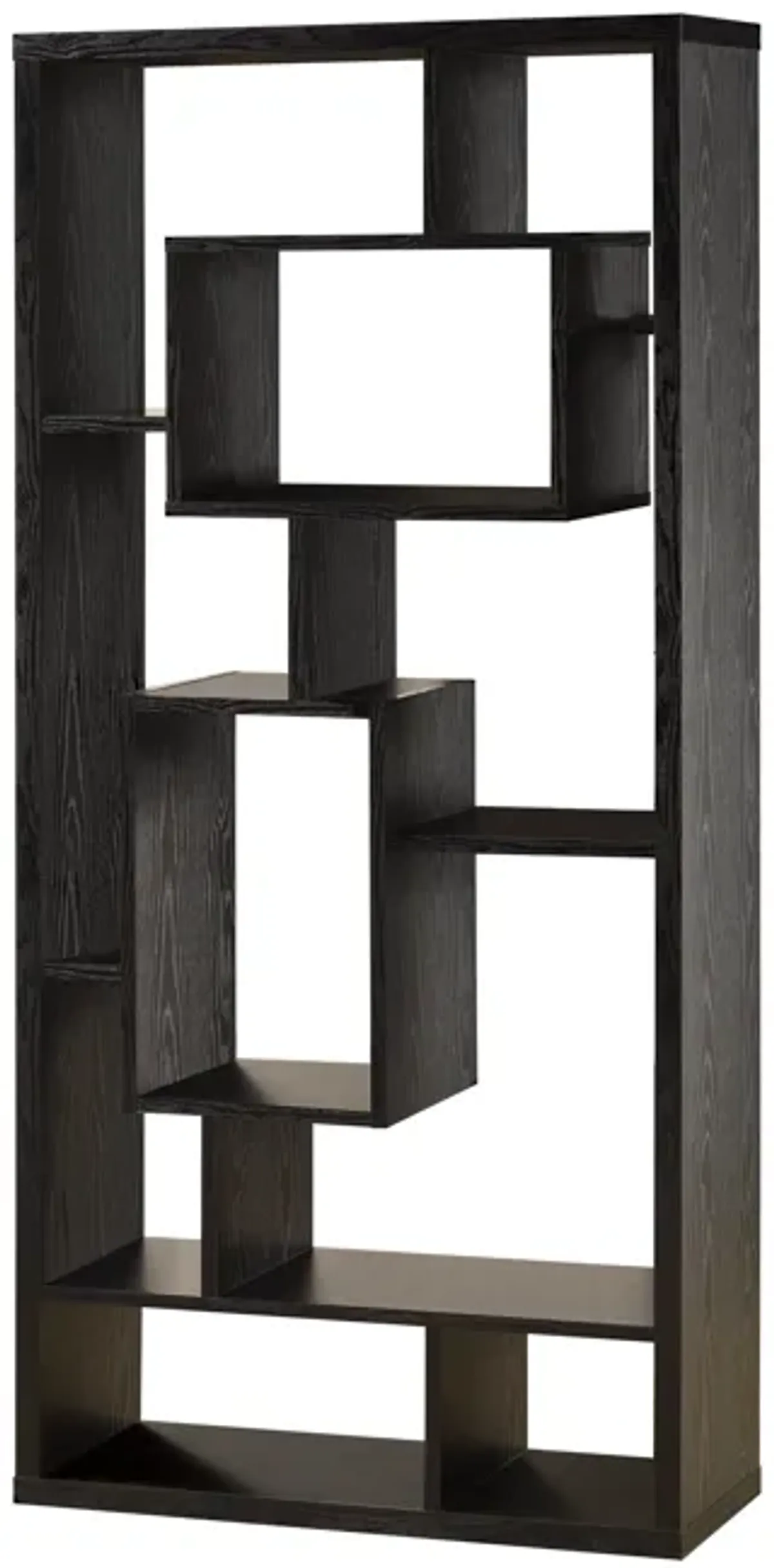 Asymmetrical Cube Black Book Case with Shelves - Benzara