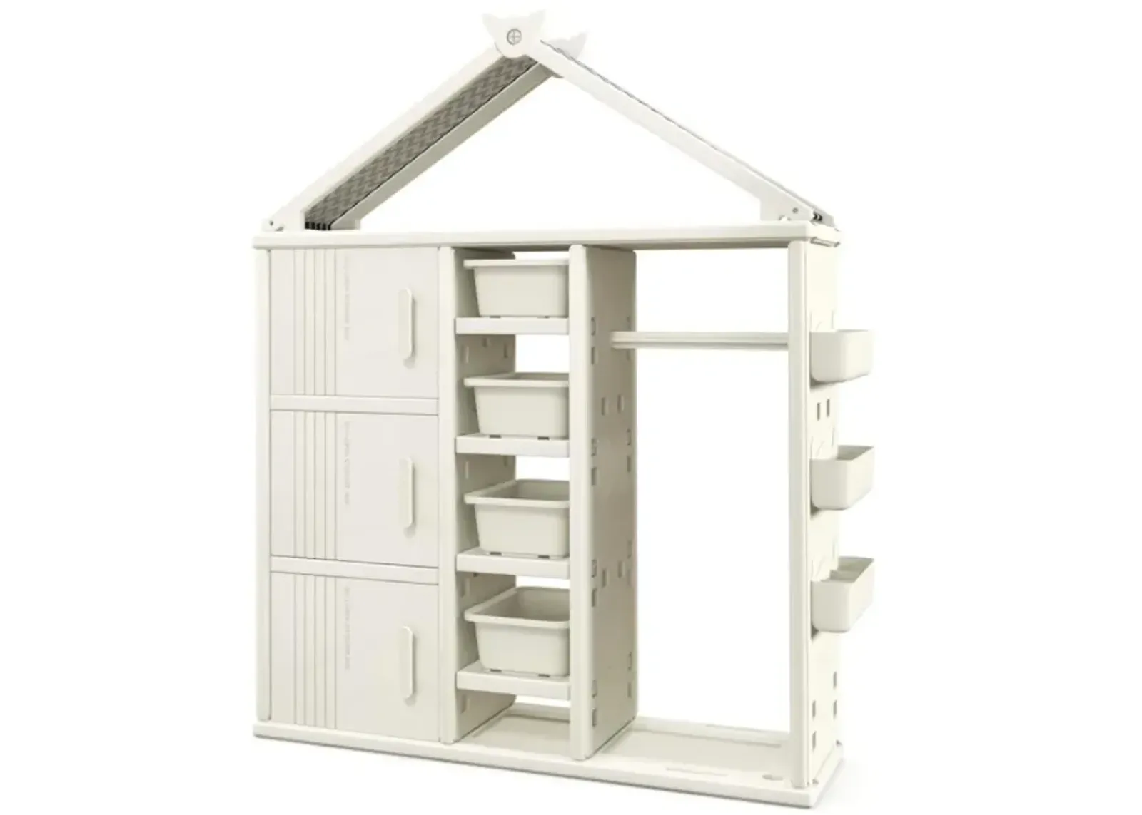 Hivvago Kids Costume Storage Closet with Storage Bins and Shelves and Side Baskets for Kids Room