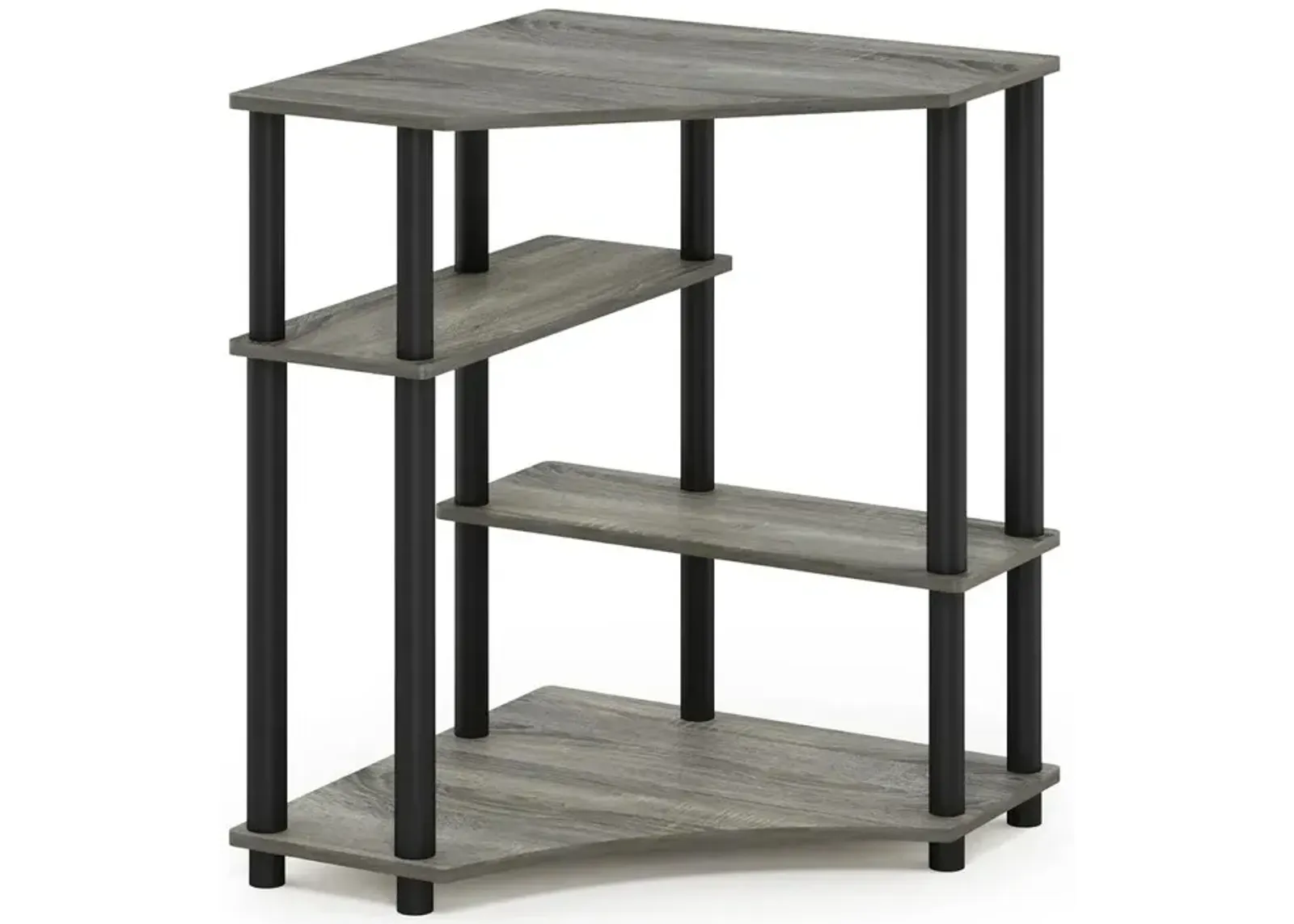 Furinno Turn-N-Tube Space Saving Corner Desk with Shelves, French Oak Grey/Black