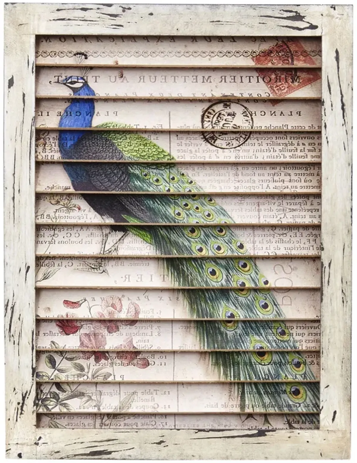 Nearly Natural 17-in Peacock Window Shutter Wall Decor