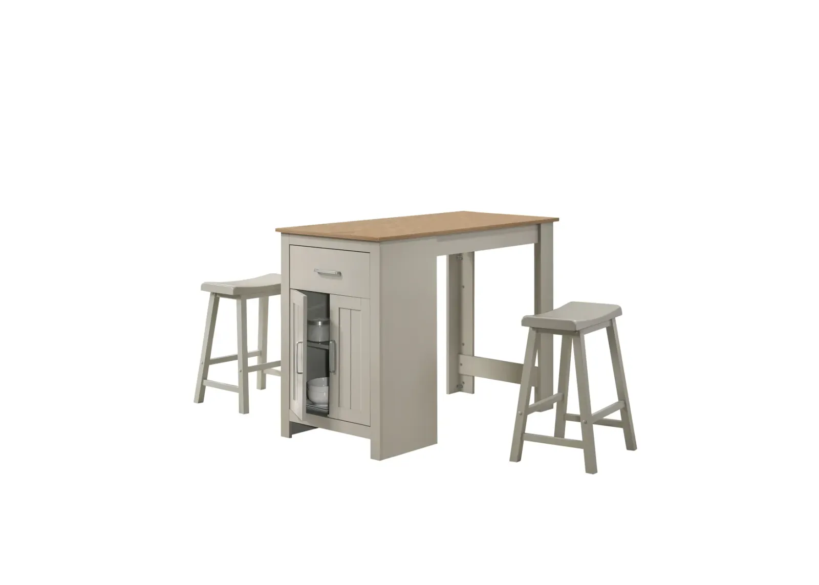 Small Space Counter Height Dining Set with Storage & Stools