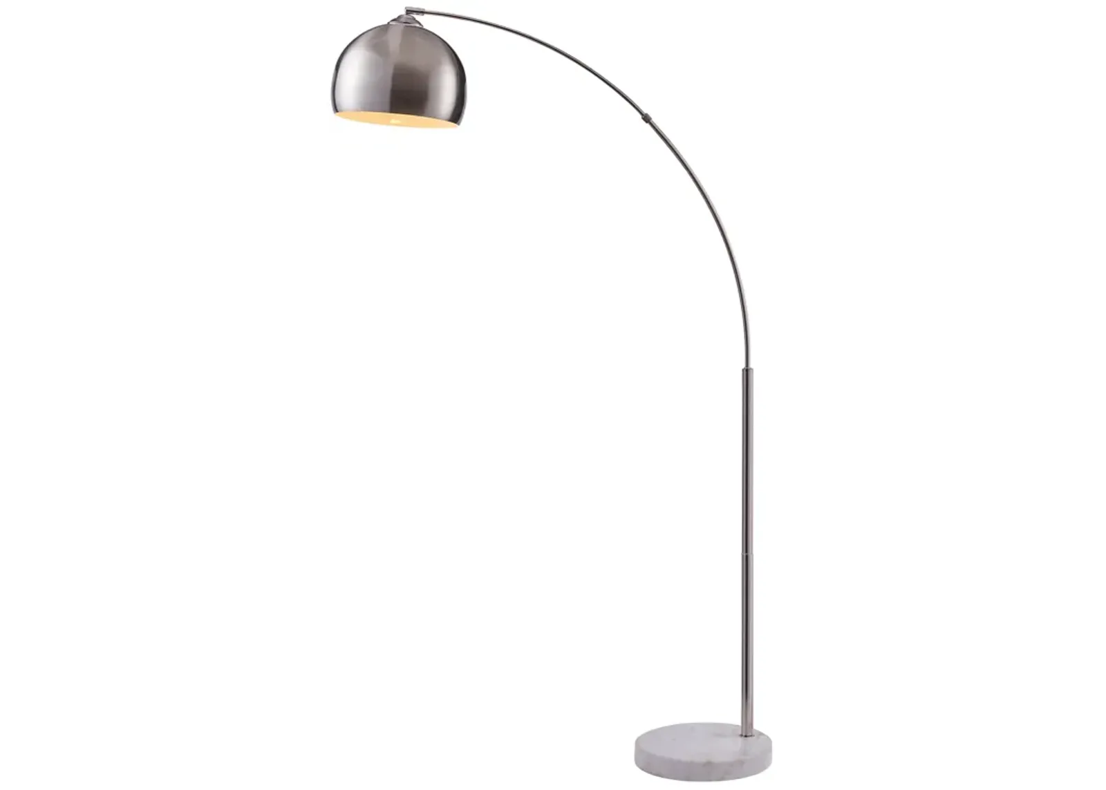 Teamson Home Arquer Arc 68.1" Metal Floor Lamp with Bell Shade, Polished Nickel