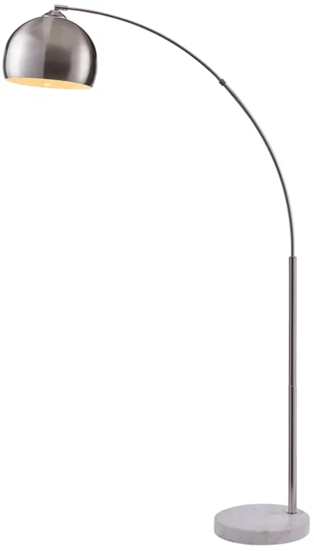 Teamson Home Arquer Arc 68.1" Metal Floor Lamp with Bell Shade, Polished Nickel