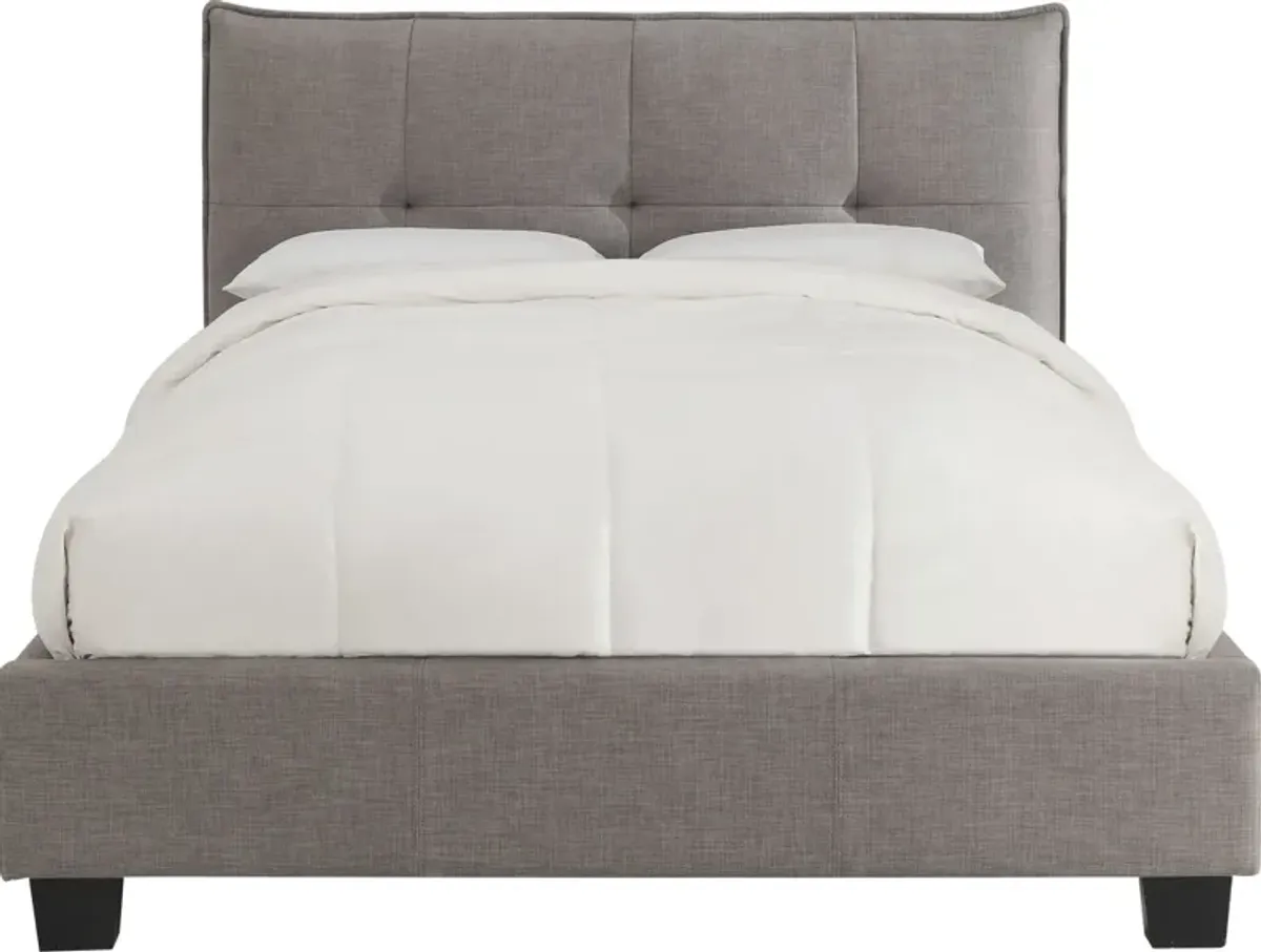 Adona Full-Size Upholstered Platform Bed in Dolphin Linen