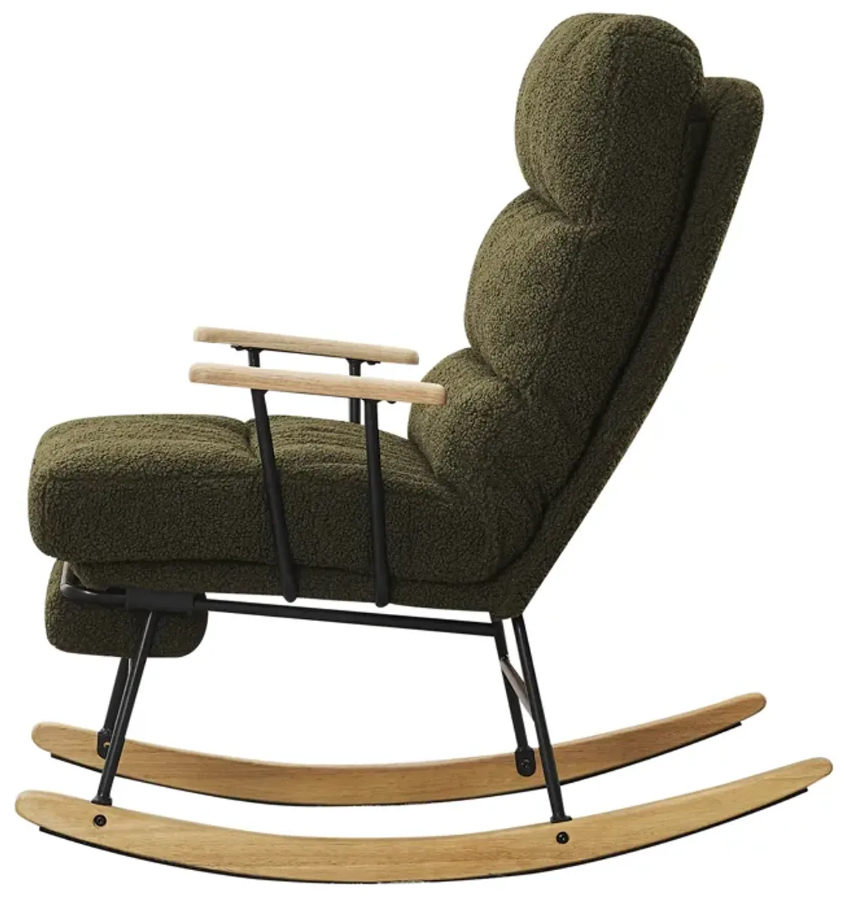 Modern Green Gliding Rocking Chair with Retractable Footrest